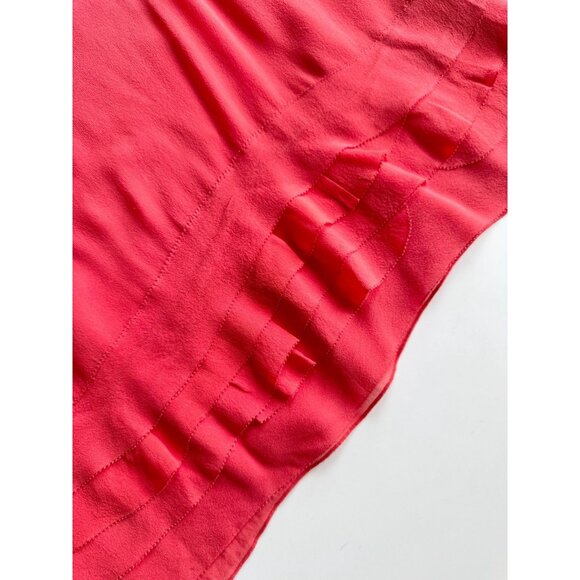 CLUB MONACO Coral Red Silk Georgette Ruffle Layered A-Line Tank, Size S - Picture 8 of 11